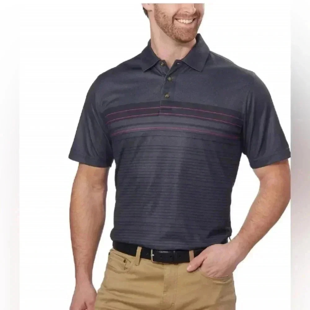 Men’s pebble beach performance golf striped polo size medium
